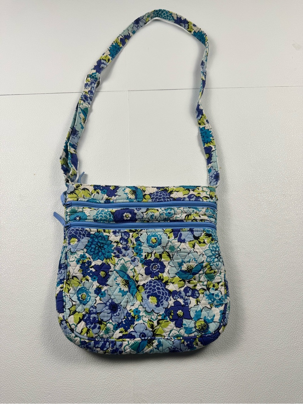 Vera Bradley Blueberry Blooms Triple Zip Hipster Crossbody Retired Floral